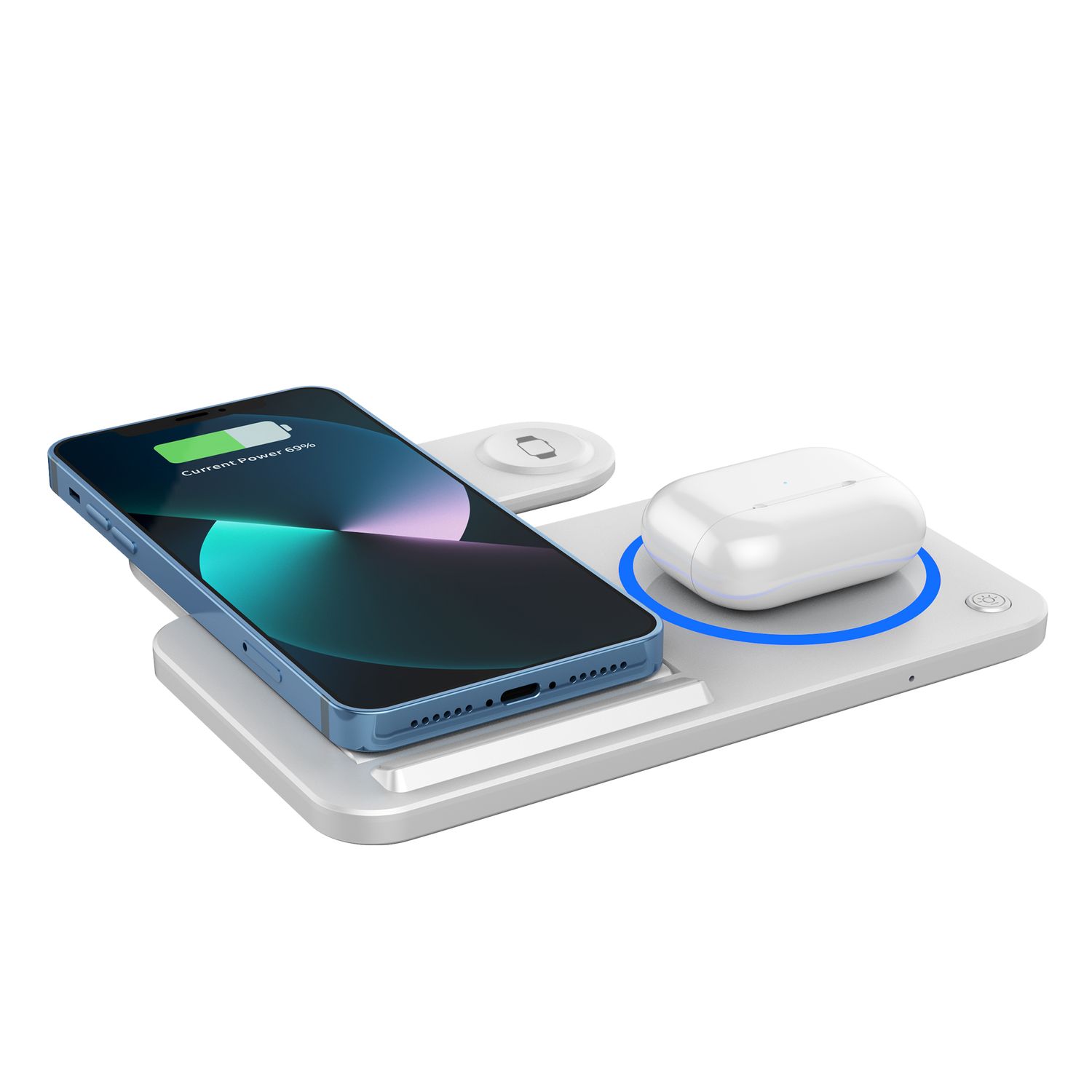 WiWU W020 3 in 1 Wireless Charger, White