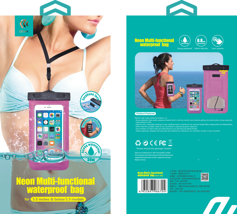 Devia Waterproof Bag Neon Multi-functional, Black