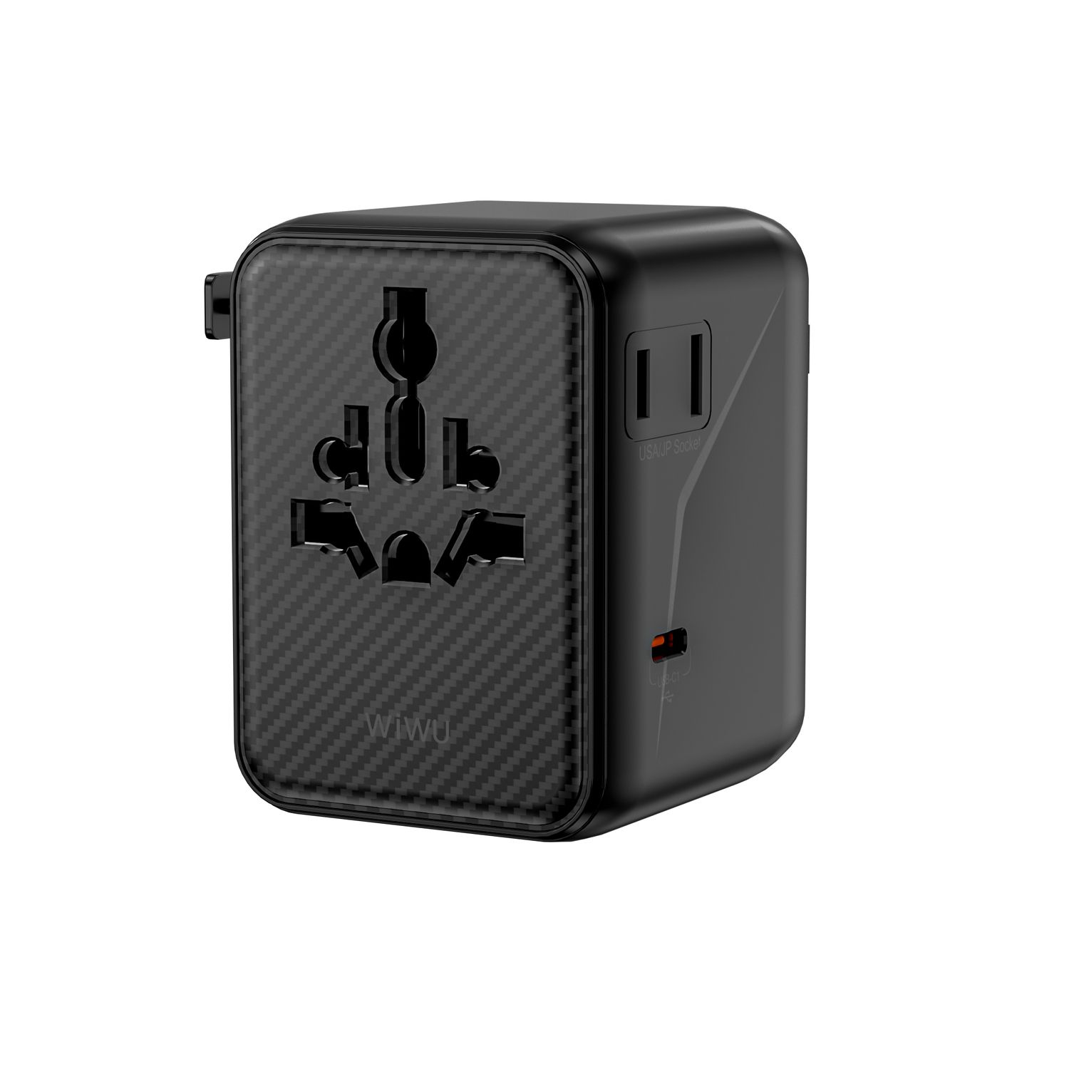 WiWU UA010 Aramid Fiber Warriors 45W GaN Plug Adapter, Black