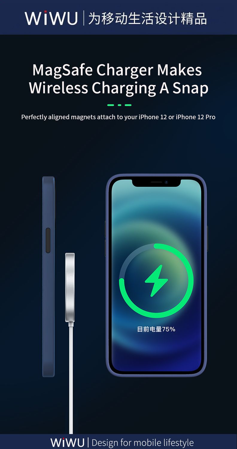 WiWU W009 Magnetic Wireless Charger, White