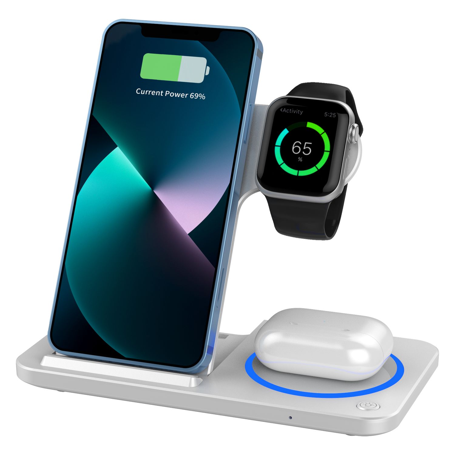 WiWU W020 3 in 1 Wireless Charger, White