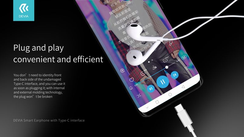 Devia Wired Earpods Smart with Type-C Connector, White