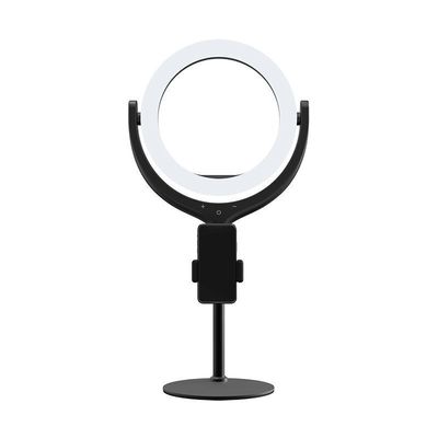Devia Live Streaming Desktop Stand with LED Ring Light, Black (8&quot;, 40cm)