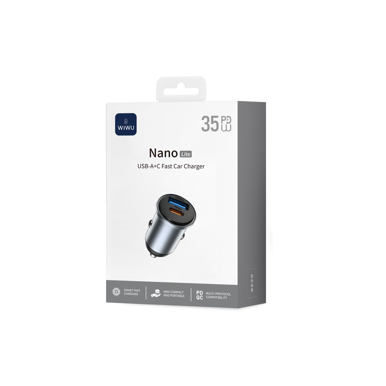 WiWU CC30 Nano Lite 1A1C Car Charger 35W, Grey