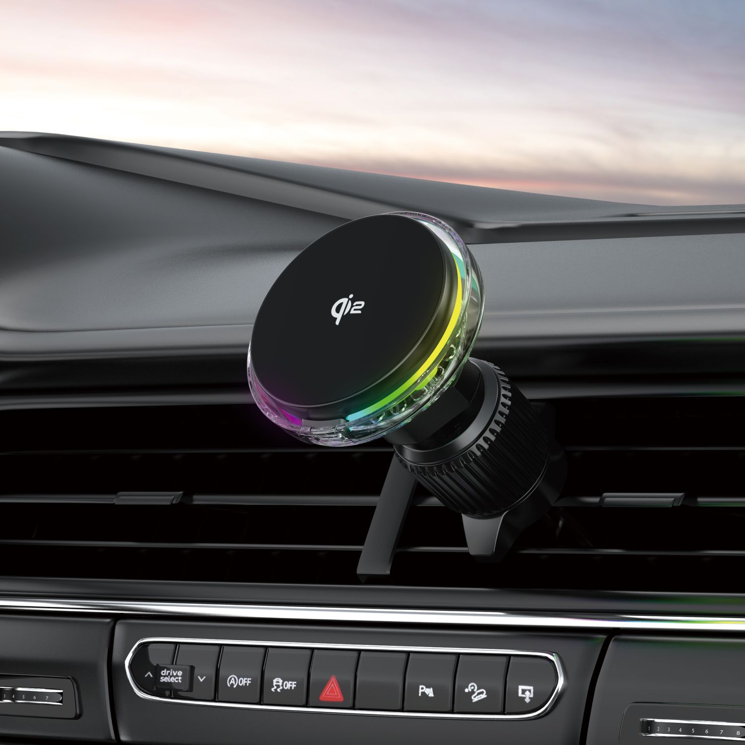 WiWU CH324 Aurora Wireless Car Charger, Black