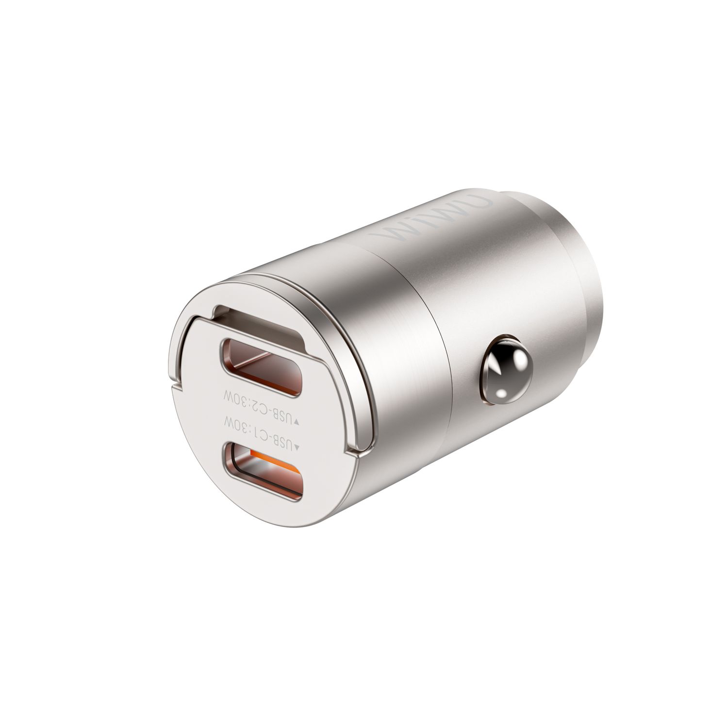 WiWU QC029 Nano Dual USB-C Fast Car Charger, Titanium