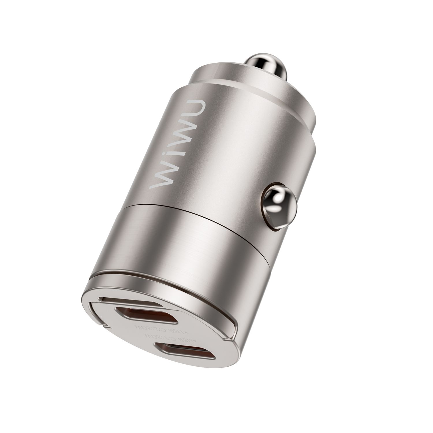 WiWU QC029 Nano Dual USB-C Fast Car Charger, Titanium