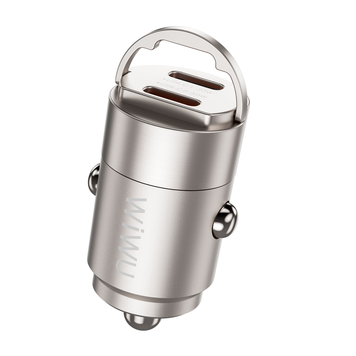 WiWU QC029 Nano Dual USB-C Fast Car Charger, Titanium