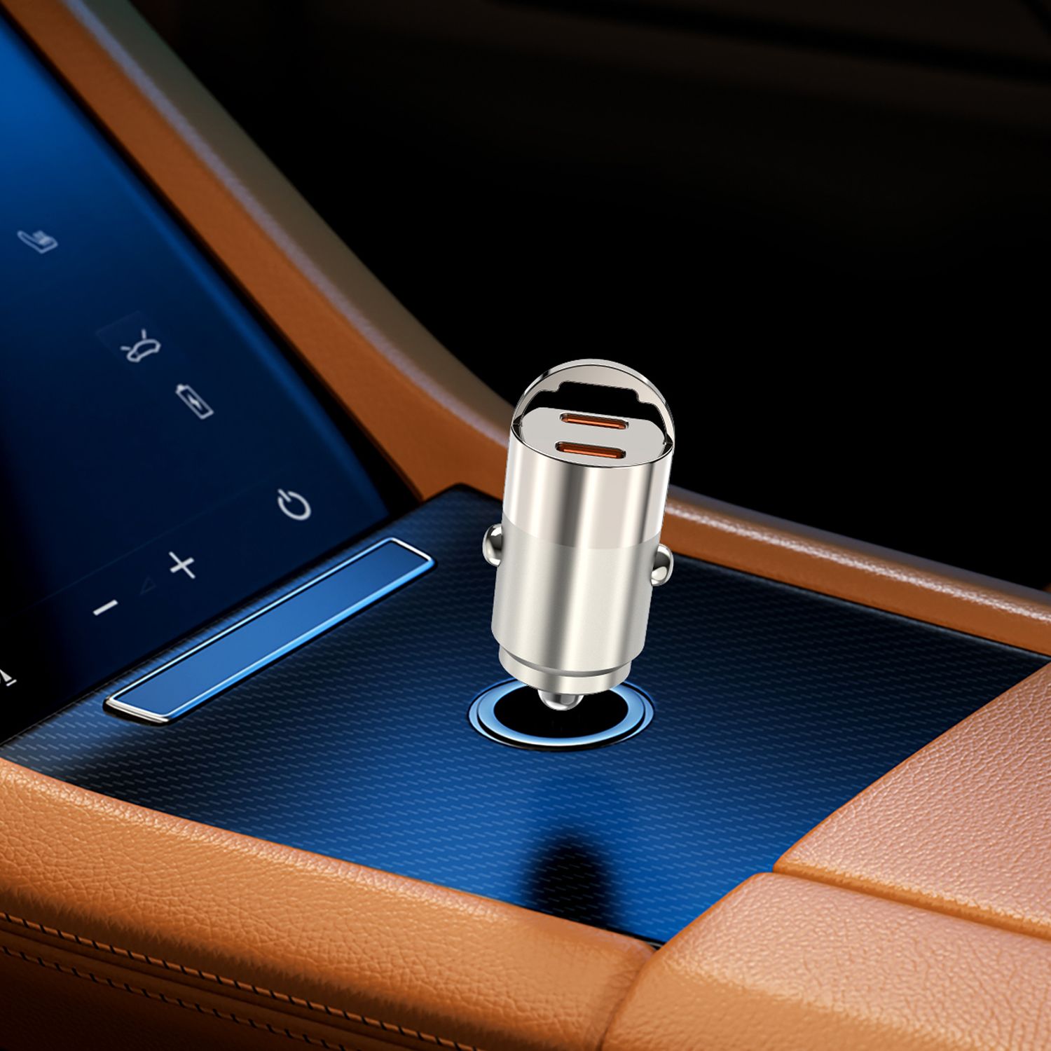 WiWU QC029 Nano Dual USB-C Fast Car Charger, Titanium