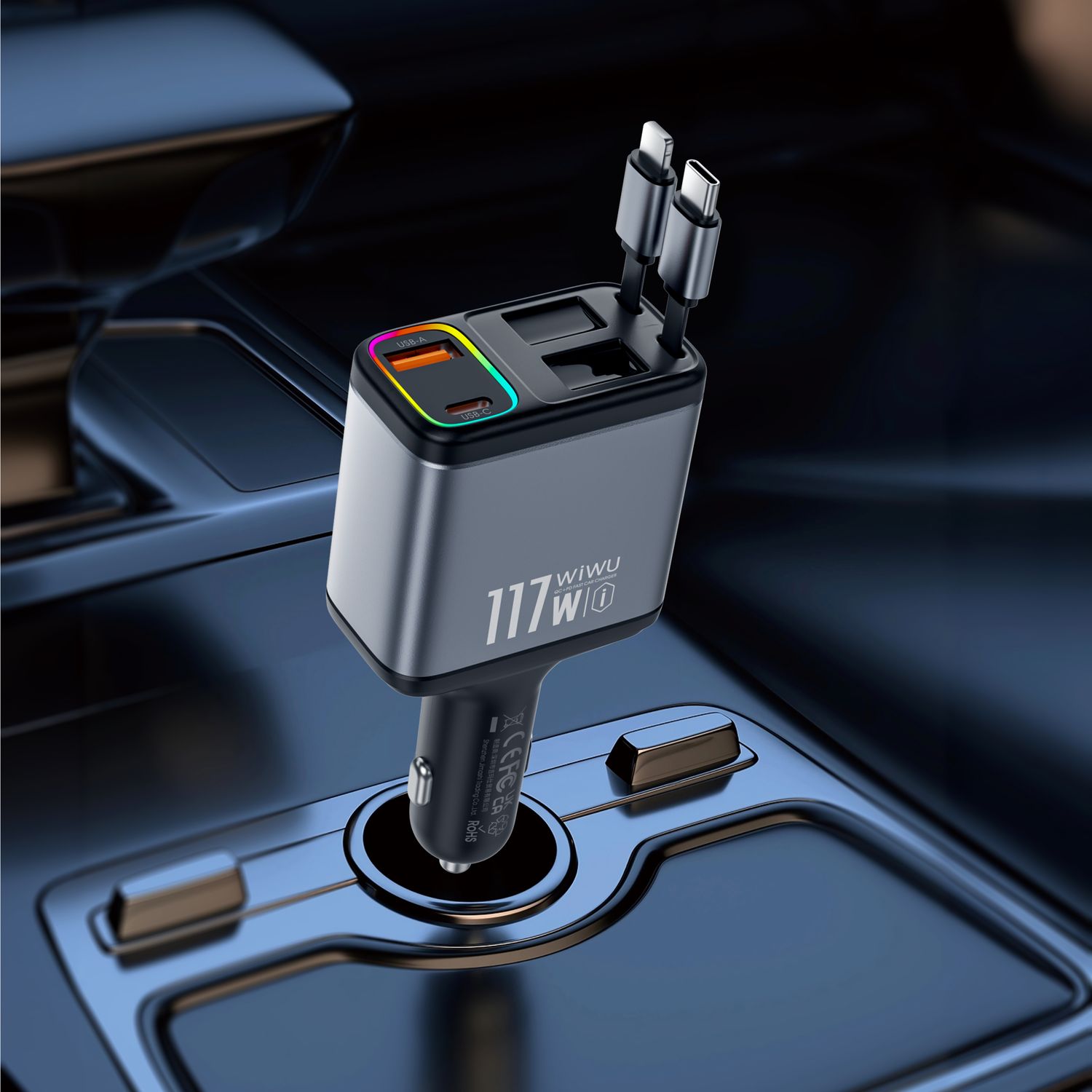 WiWU QC027 Exceed 2C1A1L Fast Car Charger, Tarnish