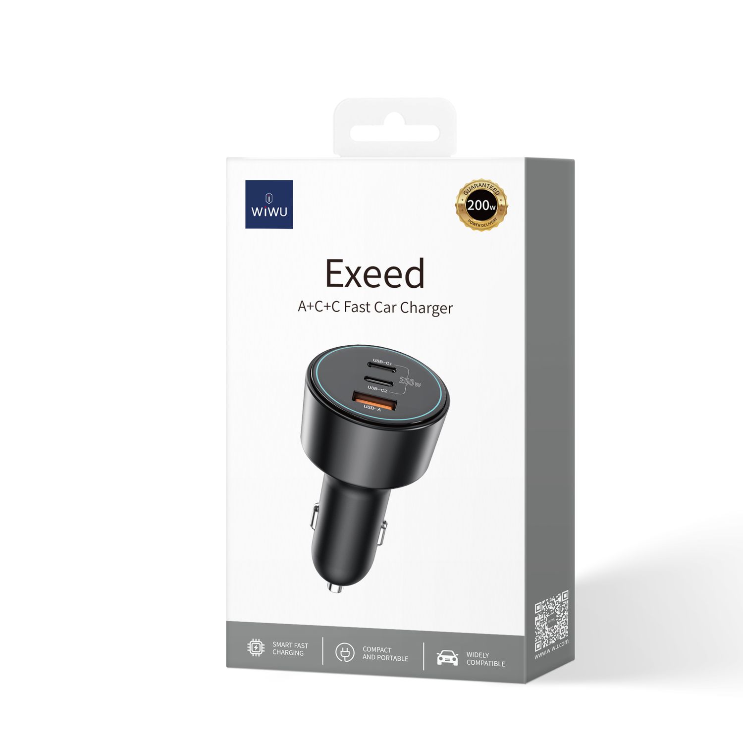 WiWU QC026 Starship 2C1A Fast Car Charger, Black