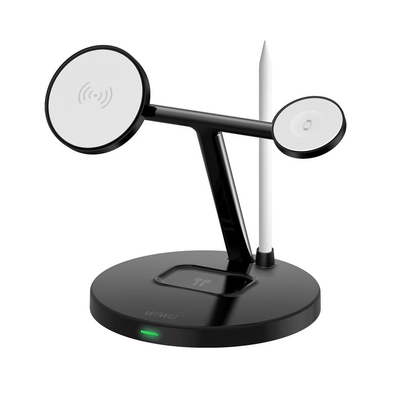 WiWU W032 Magnetic 4 in 1 Cableless Charger, Black