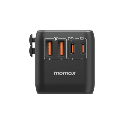 Momax UA10 100W GaN 4-Port + AC Travel Adapter, Black