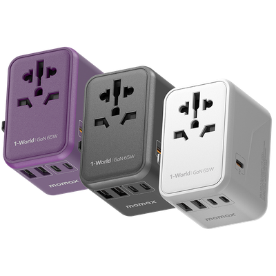 Momax UA8 70W GaN 5-Port + AC Travel Adapter, White