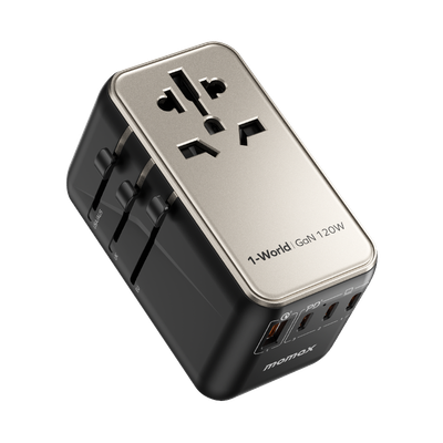 Momax UA15 120W GaN 4-Port + AC Travel Adapter, Titanium
