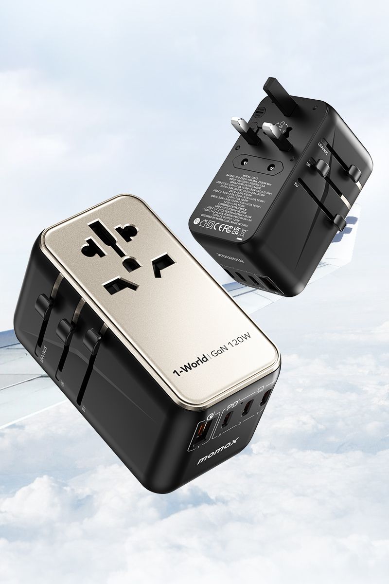 Momax UA15 120W GaN 4-Port + AC Travel Adapter, Titanium