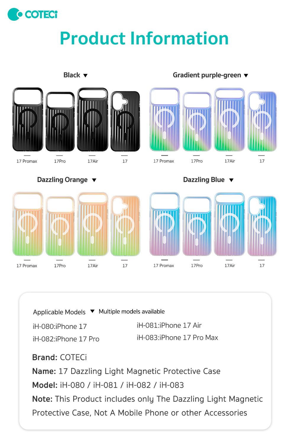 COTECi iPhone 17 Pro Glossy Case, Black