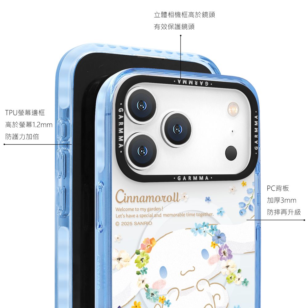 Sanrio Garmma iPhone 17 Pro Max MagSafe Case, Cinnamoroll Blue Flower Sea