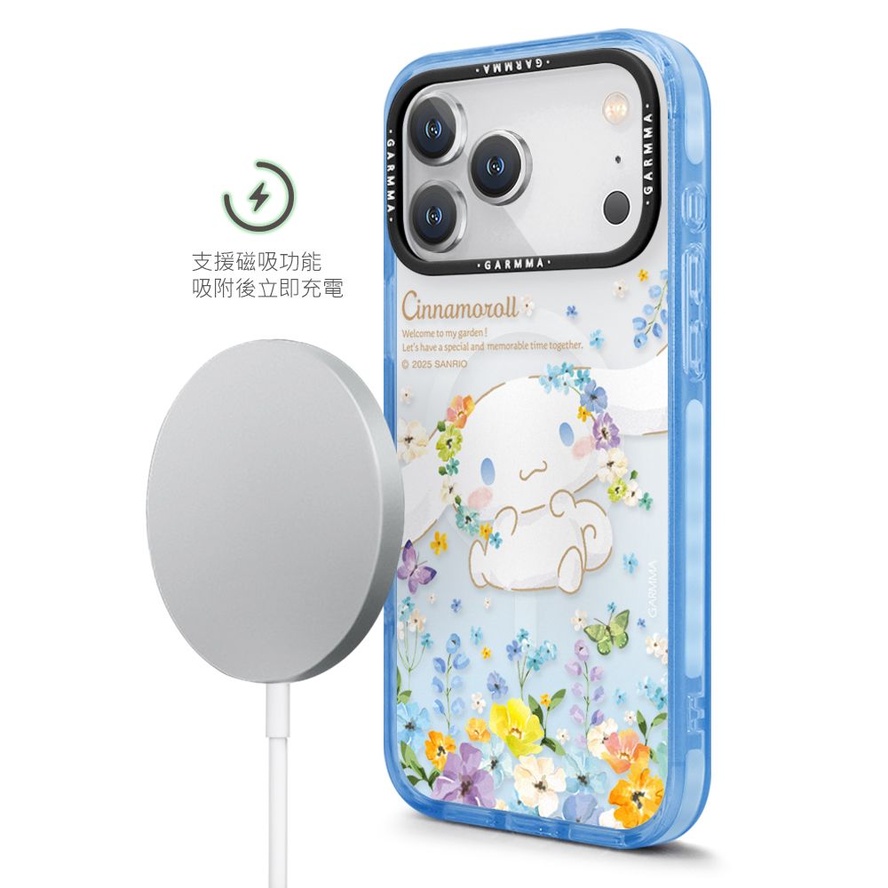 Sanrio Garmma iPhone 17 Pro Max MagSafe Case, Cinnamoroll Blue Flower Sea