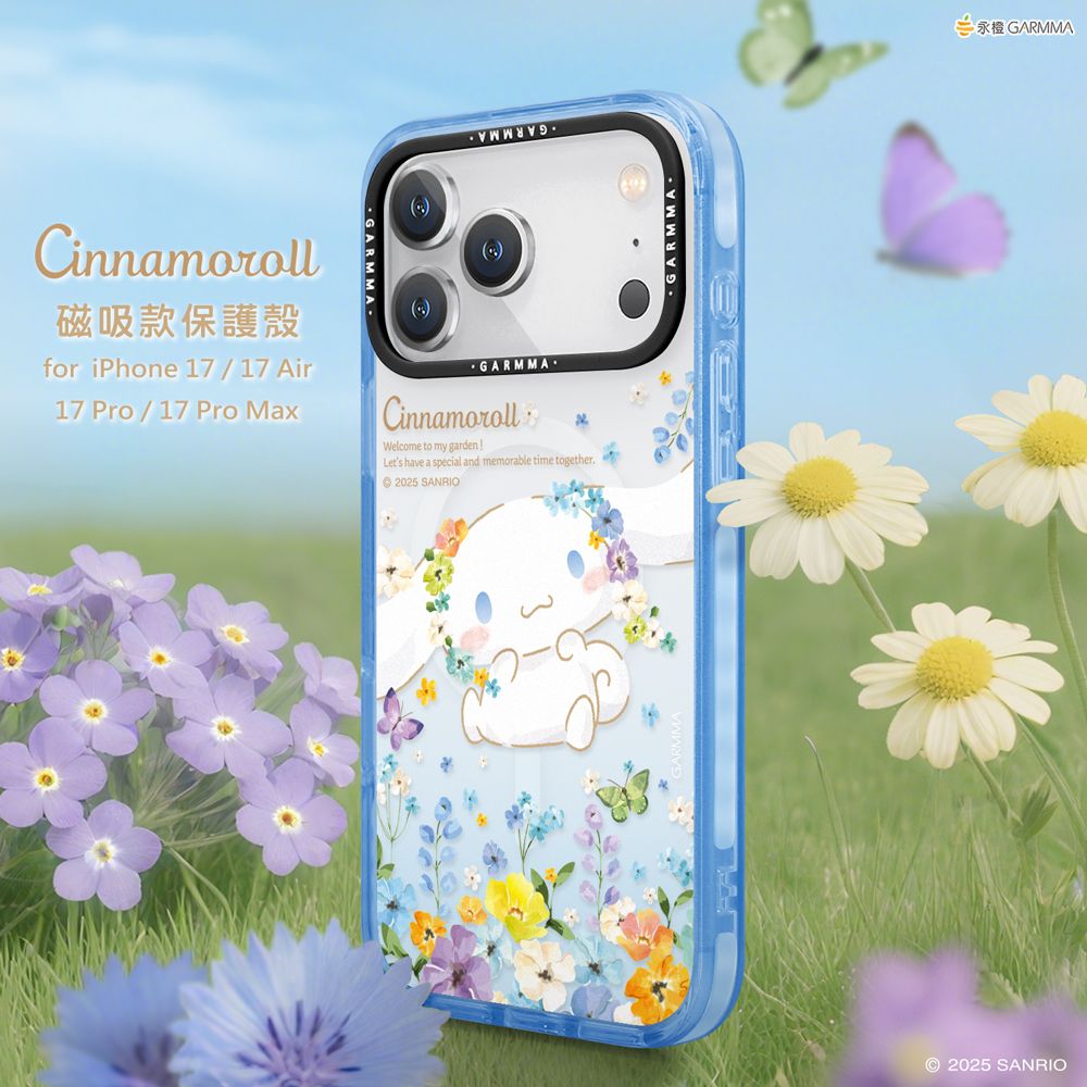 Sanrio Garmma iPhone 17 Pro Max MagSafe Case, Cinnamoroll Blue Flower Sea