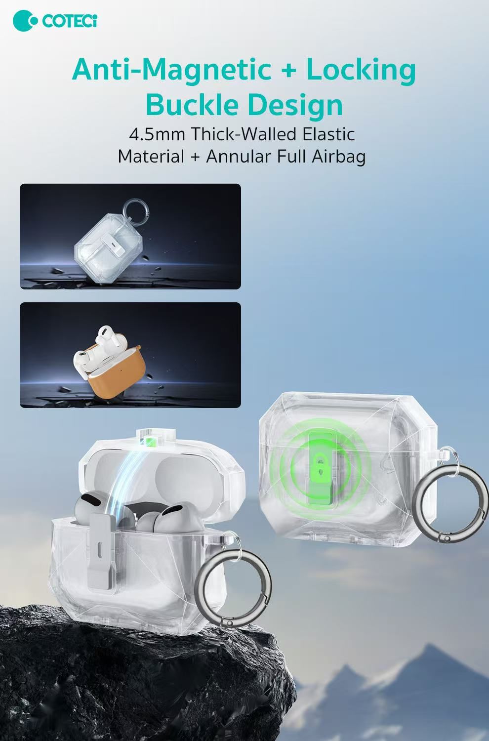 Coteci Airpods Pro 3 Diamonds Case, Clear