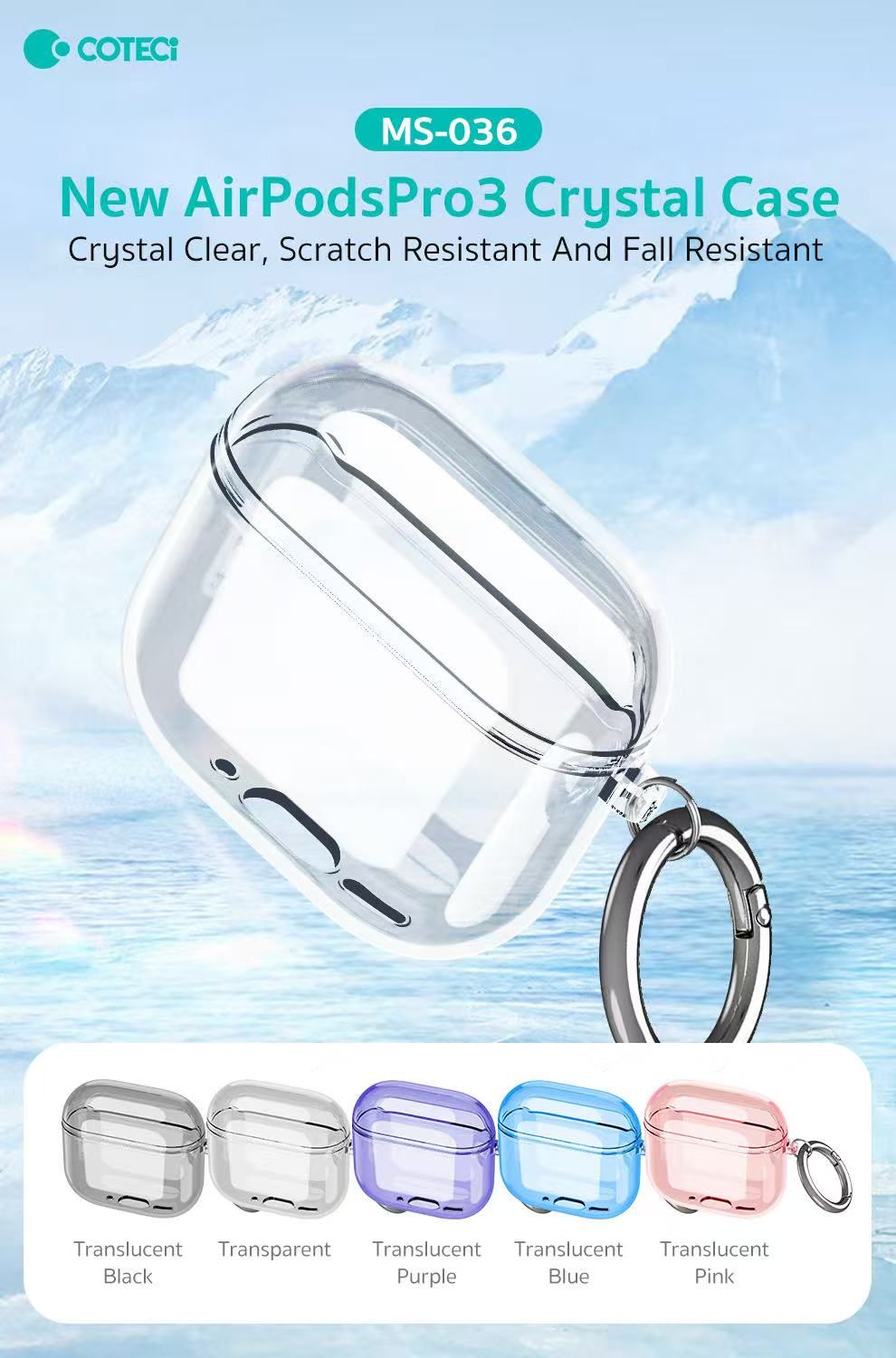 Coteci Airpods Pro 3 Crystal Case, Purple