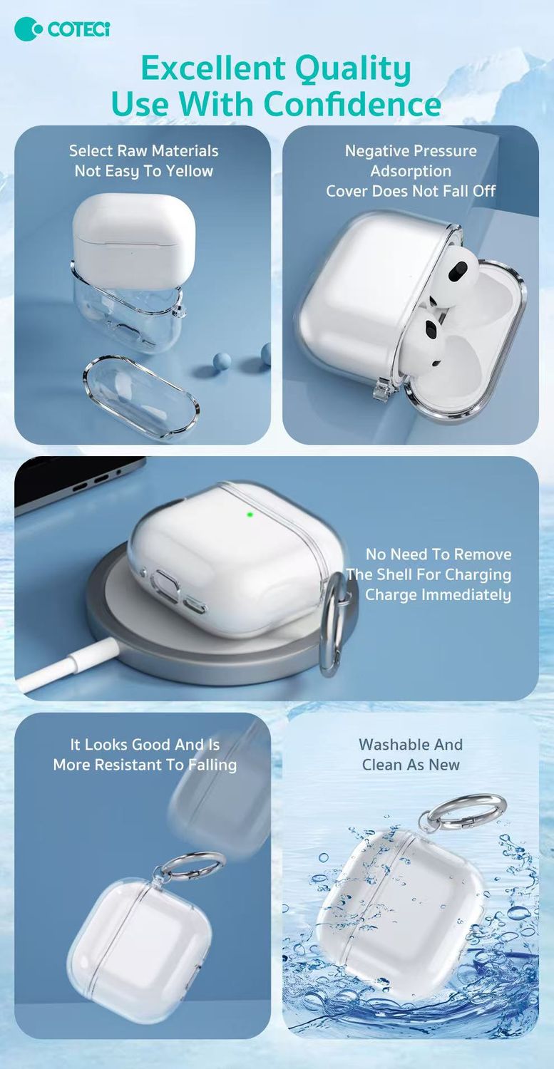 Coteci Airpods Pro 3 Crystal Case, Blue