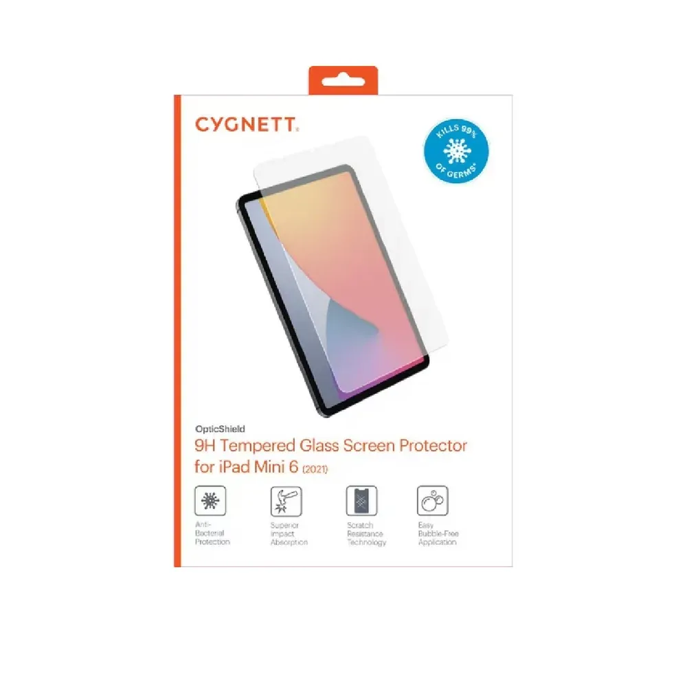 Cygnett OpticShield 2.5D Antibacterial Glass for iPad mini 6/7