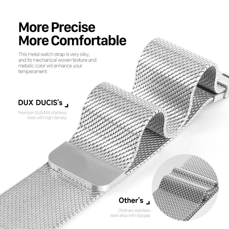 Dux Ducis Apple Watch 42/44/45/49mm Milanese Pro Band, Silver