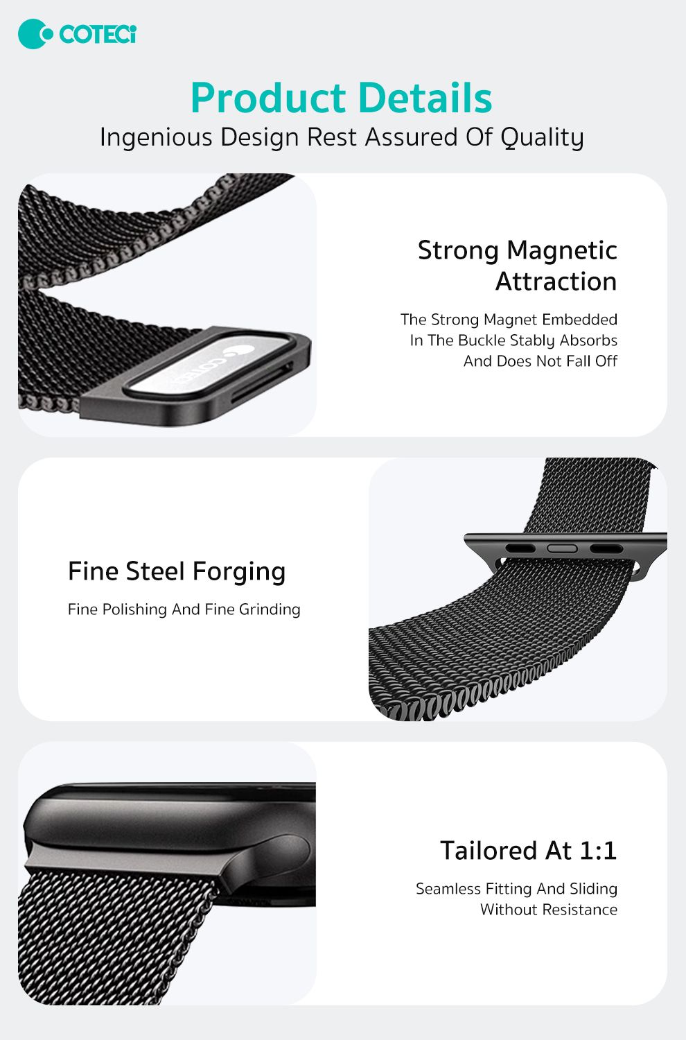 COTECI Apple Watch Magnet Band,42/44/45/49mm, Dazzle Color