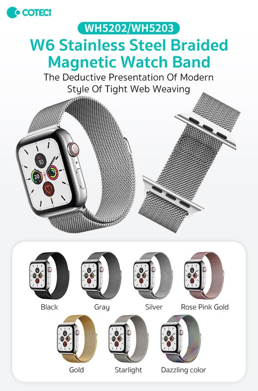 Coteci Apple Watch Magnet Band,42/44/45/49mm, Dazzle Color