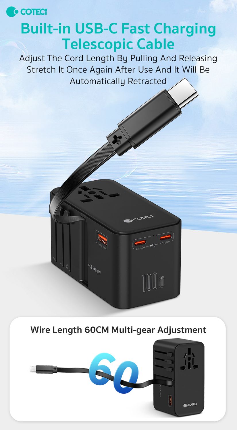 COTECi OT4 GaN Universal Travel Charger 70W