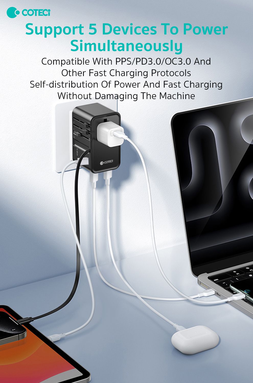 COTECi OT4 GaN Universal Travel Charger 70W
