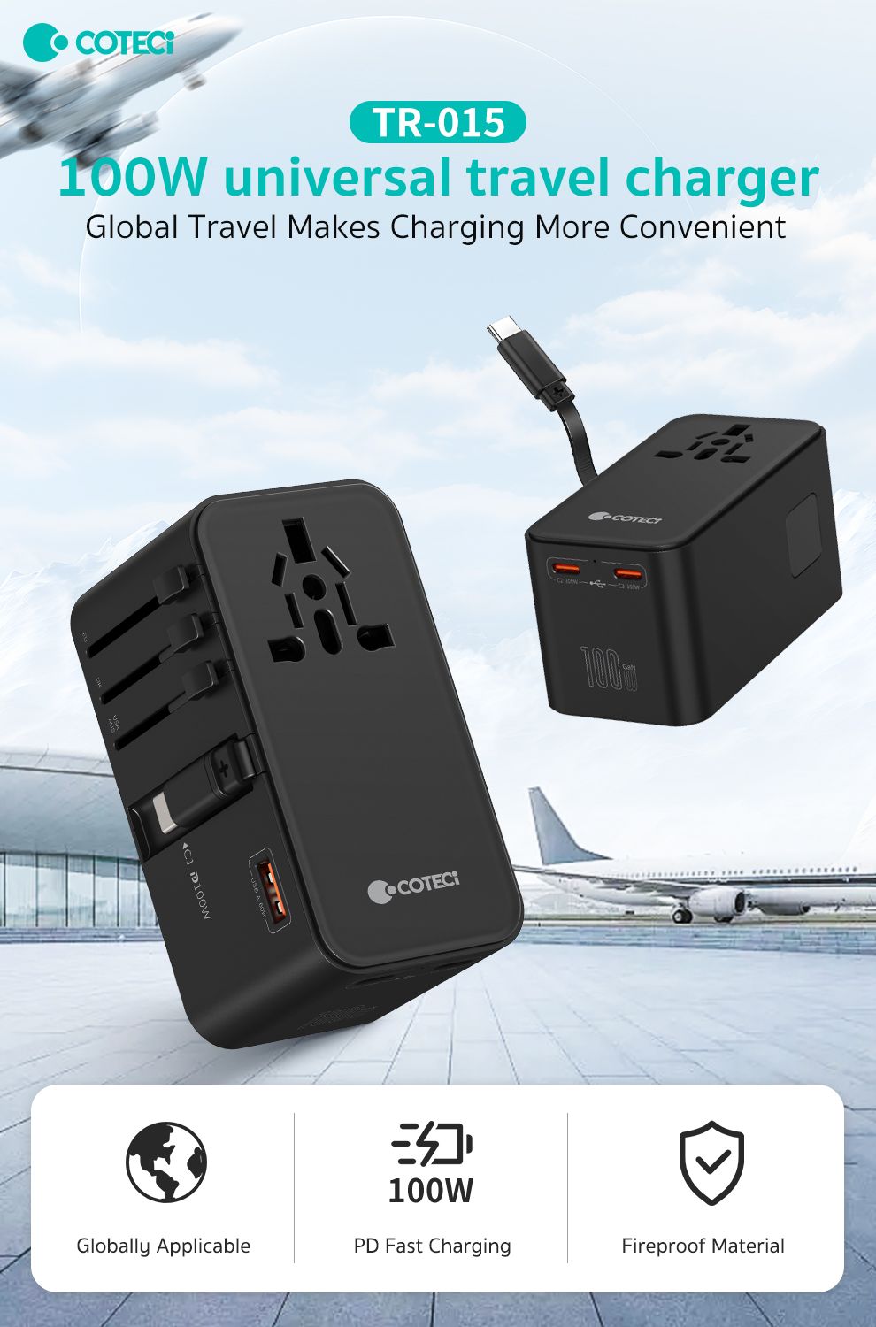 COTECi OT4 GaN Universal Travel Charger 70W