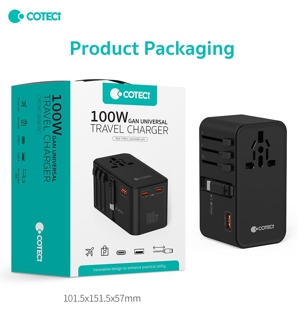 COTECI Gan Universal Travel Charger, 100W