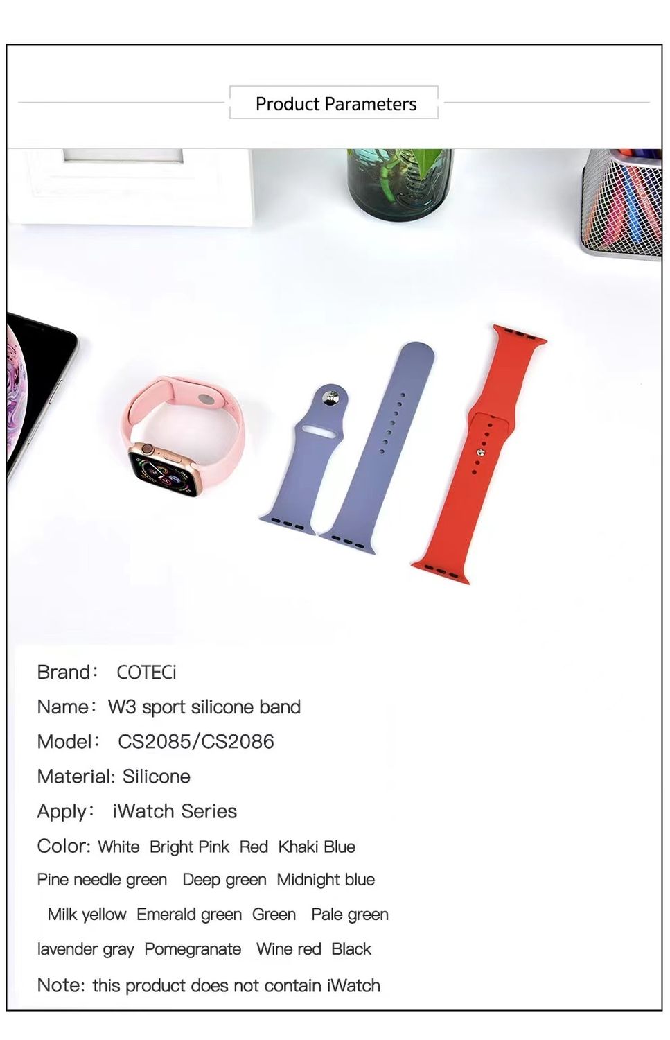 COTECI Apple Watch Sports Band,42/44/45/46/49mm, Green Pine