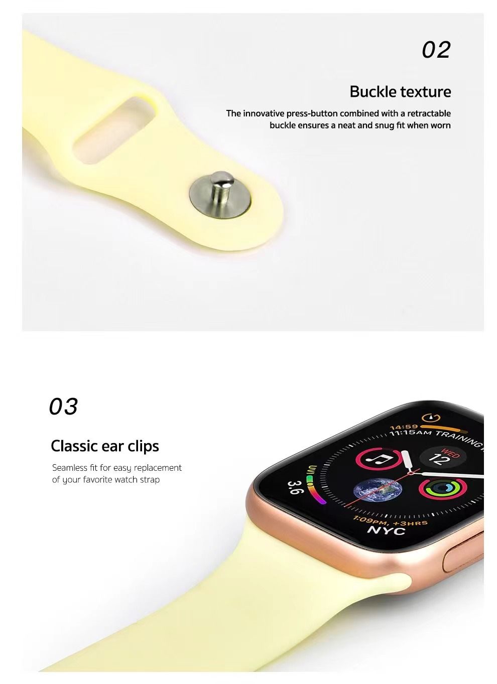 COTECI Apple Watch Sports Band,42/44/45/46/49mm, Starlight