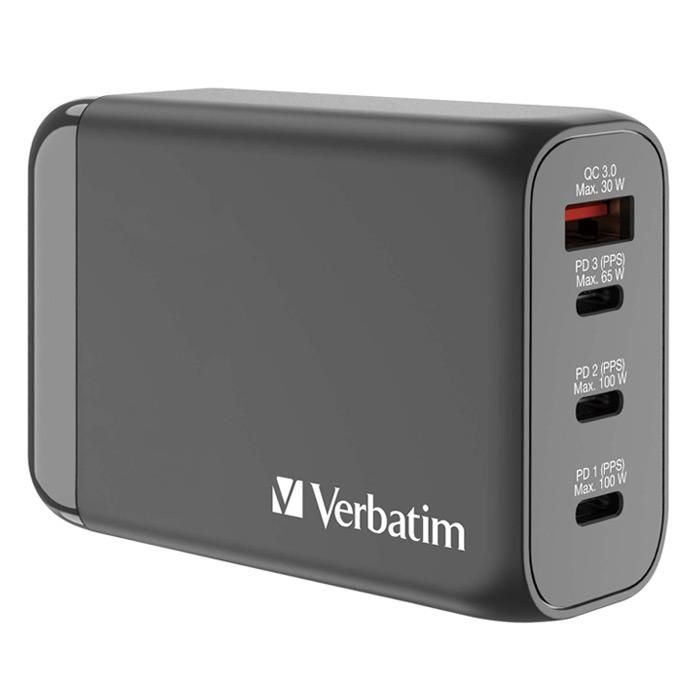 969670-Verbatim GaN Universal Travel Charger 100W 3C1A, Black