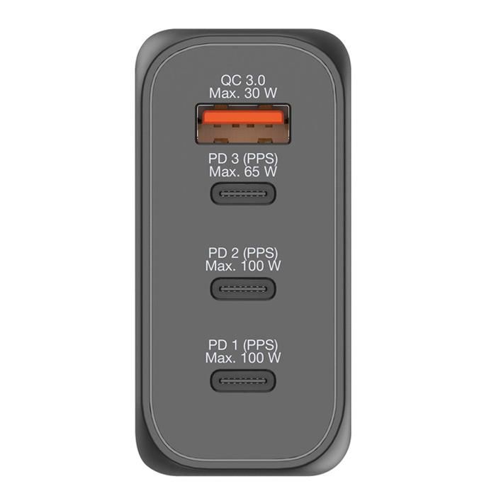 969670-Verbatim GaN Universal Travel Charger 100W 3C1A, Black