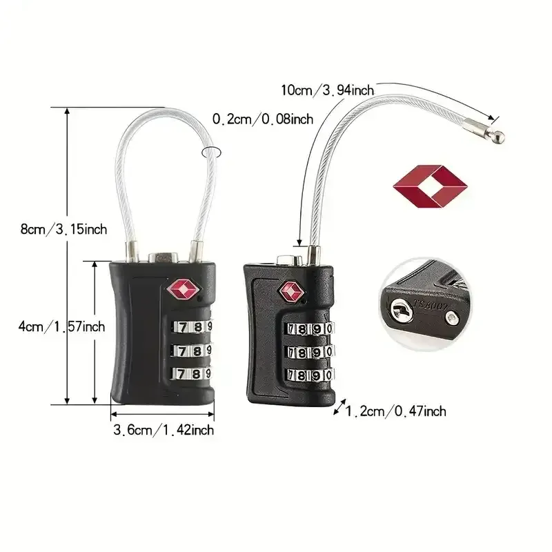 COTECi TSA TR005 Combination Lock, Black