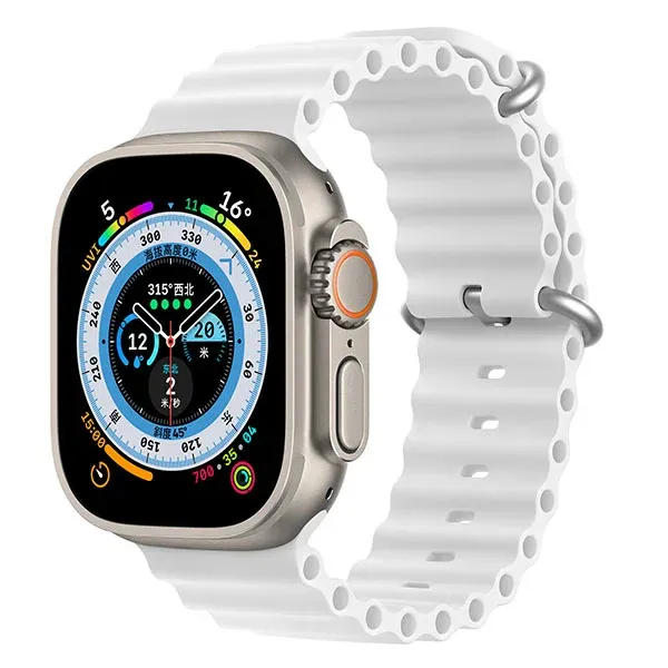 Dux Ducis Apple Watch 42/44/45/49mm OceanWave Band, White