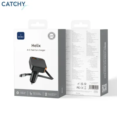 WiWU CC33 Helix USBA+C Fast Car Charger, Black
