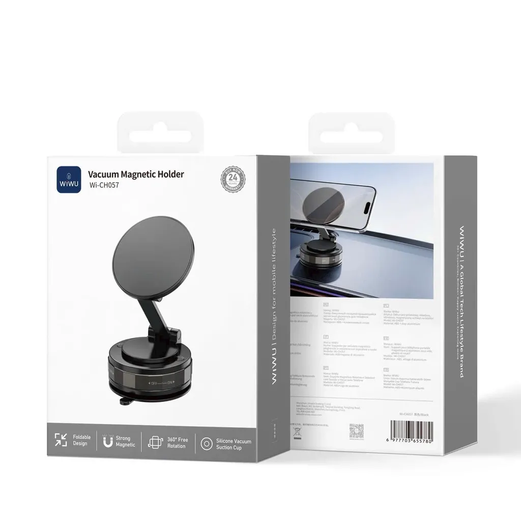 WiWU CH057 Vacuum Magnetic Car Holder, Black