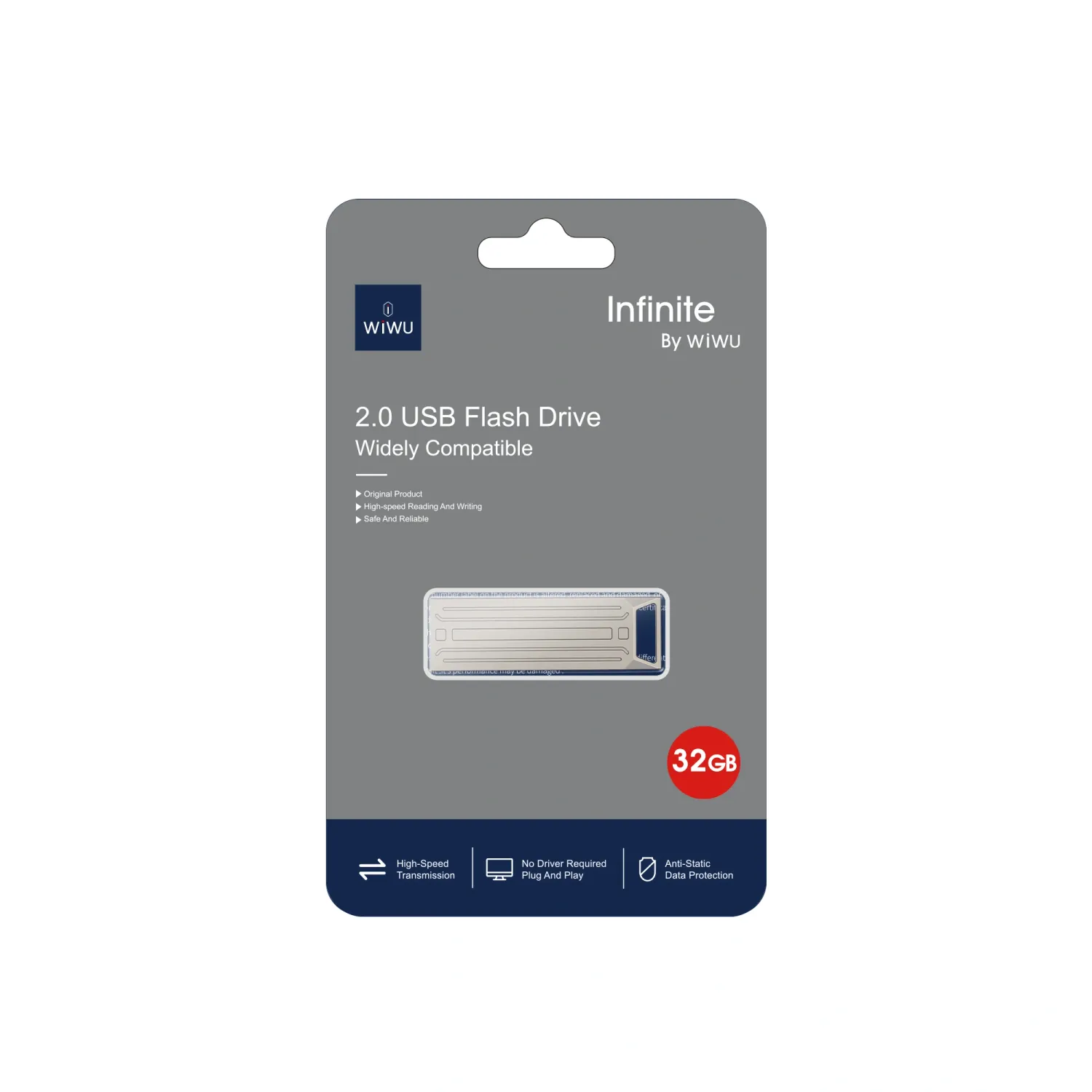 WiWU FD002 USB 2.0 Flash Drive 128GB, Silver
