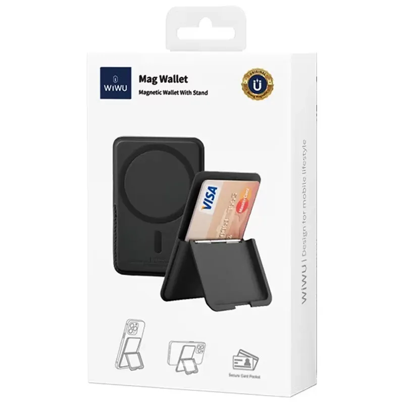 WiWU MW001 Mag Wallet with Stand, Black