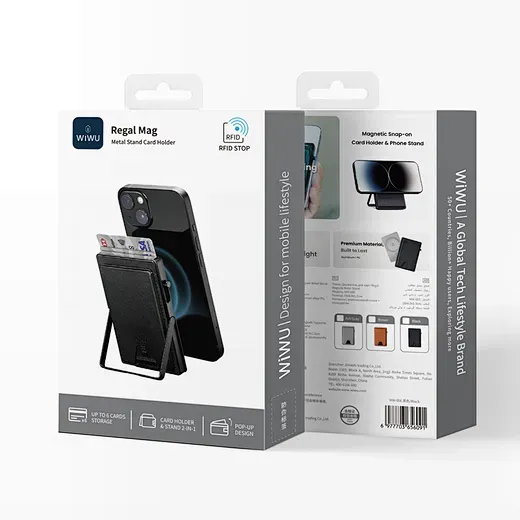 WiWU MW6 Regal Mag Metal Stand Card Holder, Ash Gray