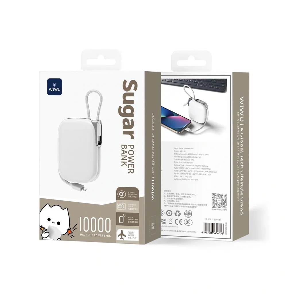 WiWU MH136 Sugar Power Bank 10000mAh, White