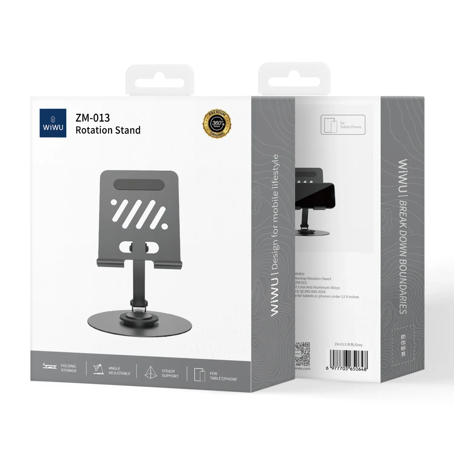 WiWU ZM013 Rotation Phone and Tablet Stand, Grey