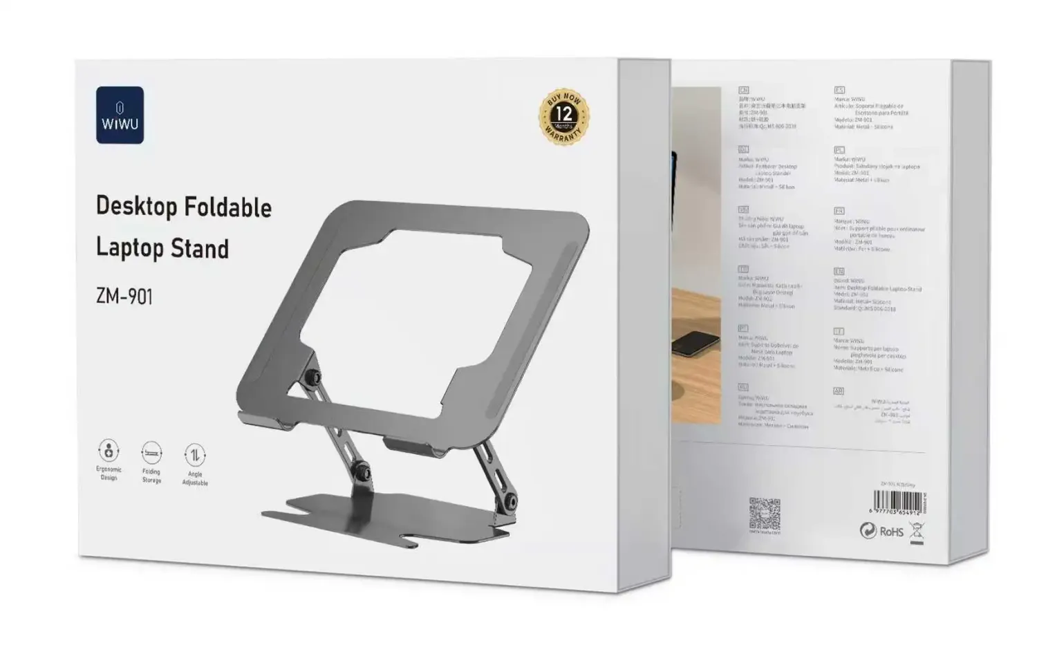 WiWU ZM901 Desktop Foldable Laptop Stand, Grey