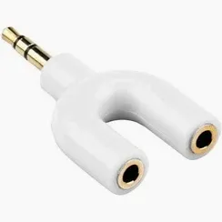 COTECi 3.5mm Audio U-Shaped Splitter for 2 Headphone, White